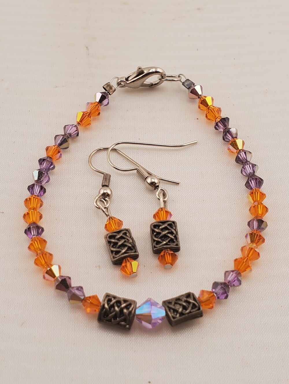 Orange & Purple AB Bracelet & Earrings
